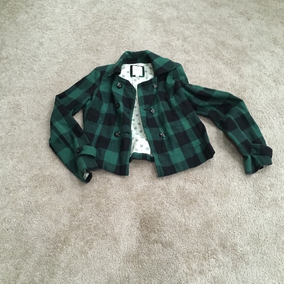 Heritage 1981 Jackets & Blazers - Green plaid jacket with button details fully lined